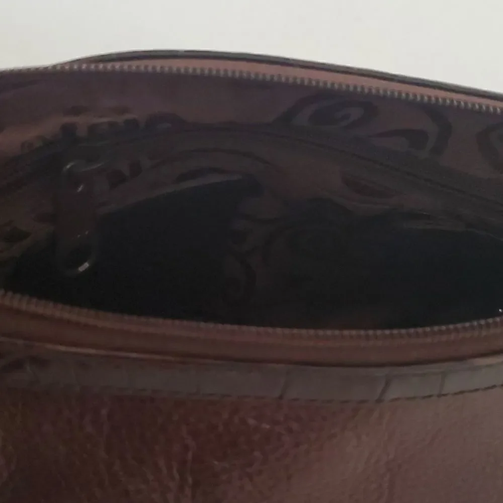 BRIGHTON Metallic Bronze Leather Small Hobo Bag‎